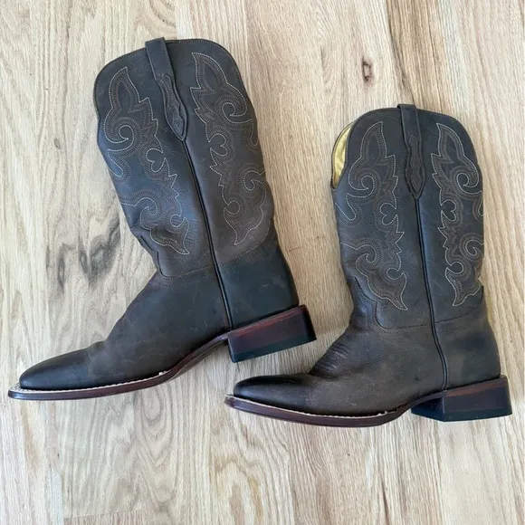 Hand Made Leather Cowboy Boots Brown Size Mex 27 | Women 10 | Men 8.5