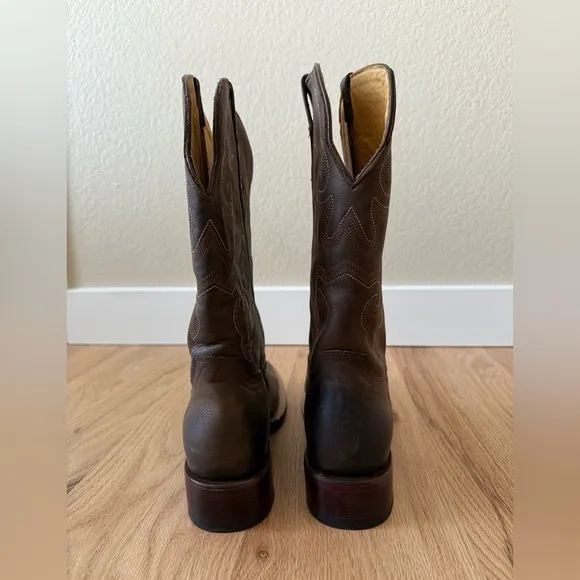 Hand Made Leather Cowboy Boots Brown Size Mex 27 | Women 10 | Men 8.5
