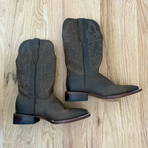 Hand Made Leather Cowboy Boots Brown Size Mex 27 | Women 10 | Men 8.5