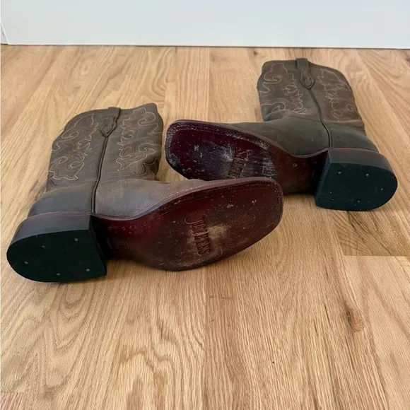 Hand Made Leather Cowboy Boots Brown Size Mex 27 | Women 10 | Men 8.5