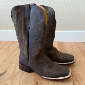 Hand Made Leather Cowboy Boots Brown Size Mex 27 | Women 10 | Men 8.5