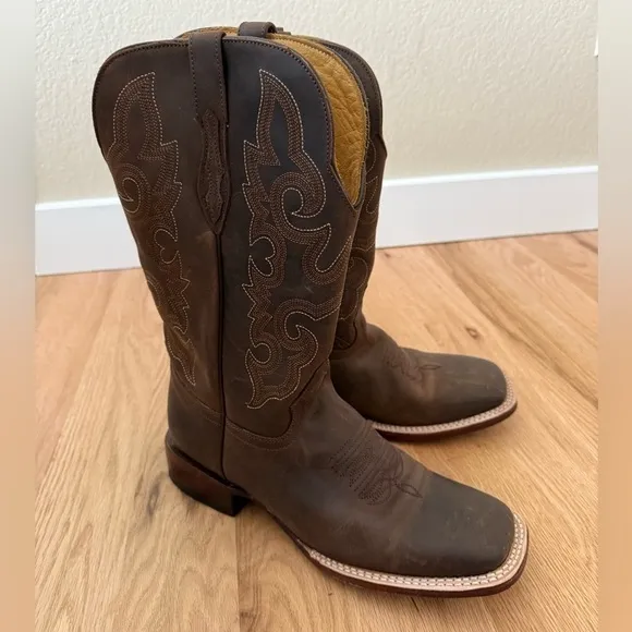 Hand Made Leather Cowboy Boots Brown Size Mex 27 | Women 10 | Men 8.5