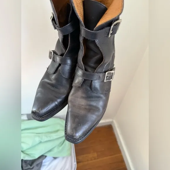 Harley Davidson Black Leather Boots with Buckles 9