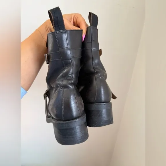 Harley Davidson Black Leather Boots with Buckles 9