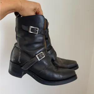 Harley Davidson Black Leather Boots with Buckles 9