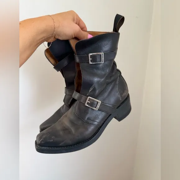 Harley Davidson Black Leather Boots with Buckles 9