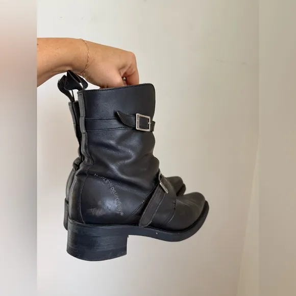 Harley Davidson Black Leather Boots with Buckles 9