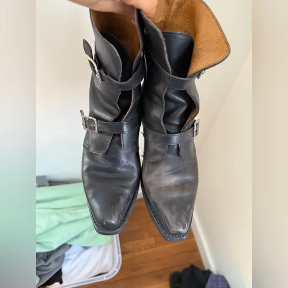 Harley Davidson Black Leather Boots with Buckles 9