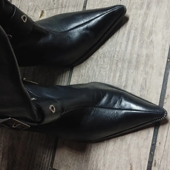 Harley Davidson Black Leather Buckle Women Boots Size 10