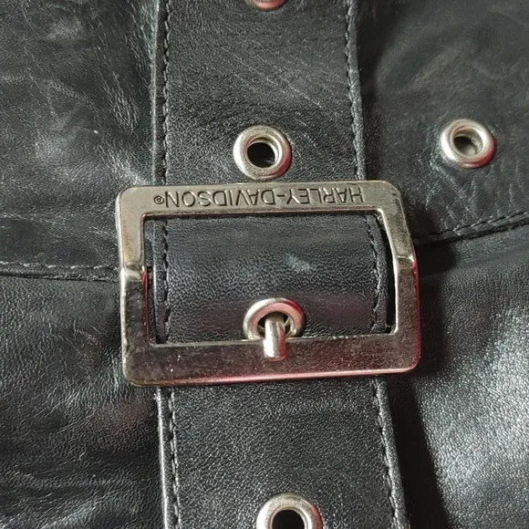 Harley Davidson Black Leather Buckle Women Boots Size 10