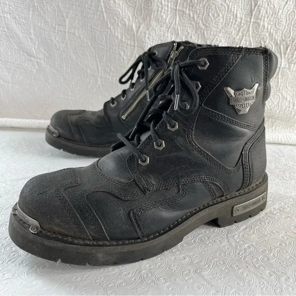 Harley Davidson Men Stealth Motorcycle Boots Black Leather D91642 Biker 12 M