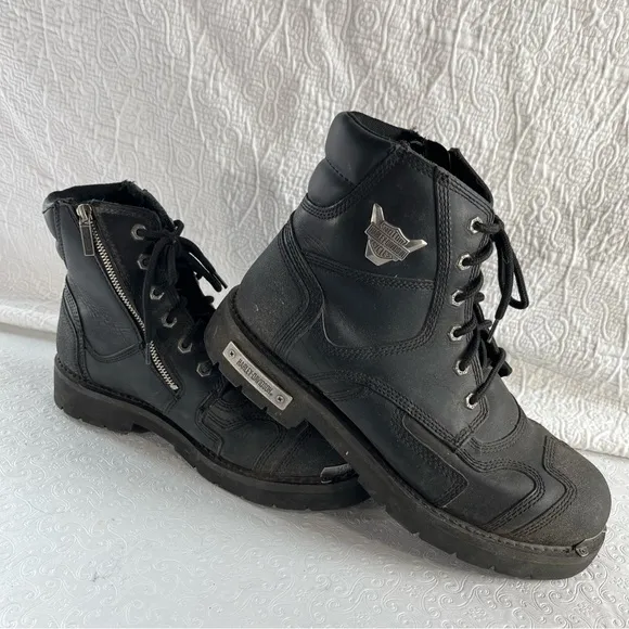 Harley Davidson Men Stealth Motorcycle Boots Black Leather D91642 Biker 12 M