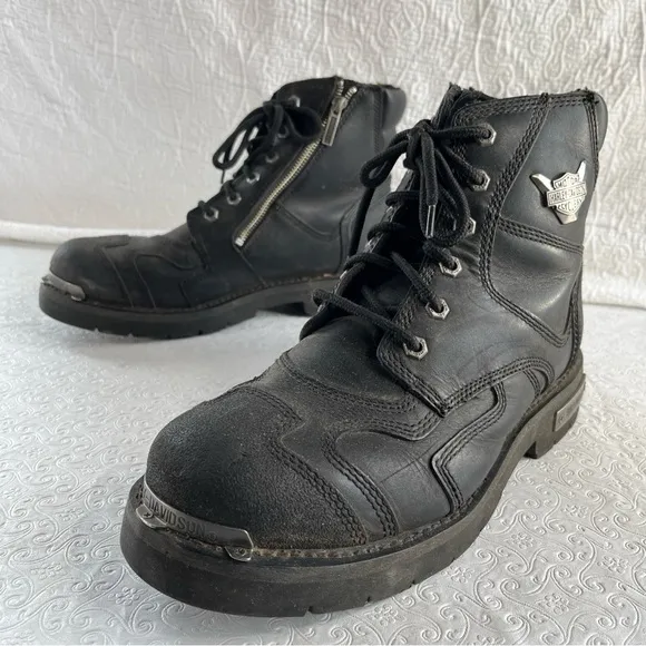 Harley Davidson Men Stealth Motorcycle Boots Black Leather D91642 Biker 12 M