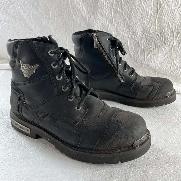 Harley Davidson Men Stealth Motorcycle Boots Black Leather D91642 Biker 12 M