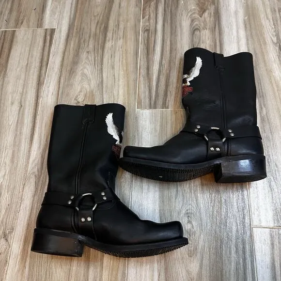 Harley Davidson Men’s boots 9.5 Black leather Harness Engineer Conductor Darren