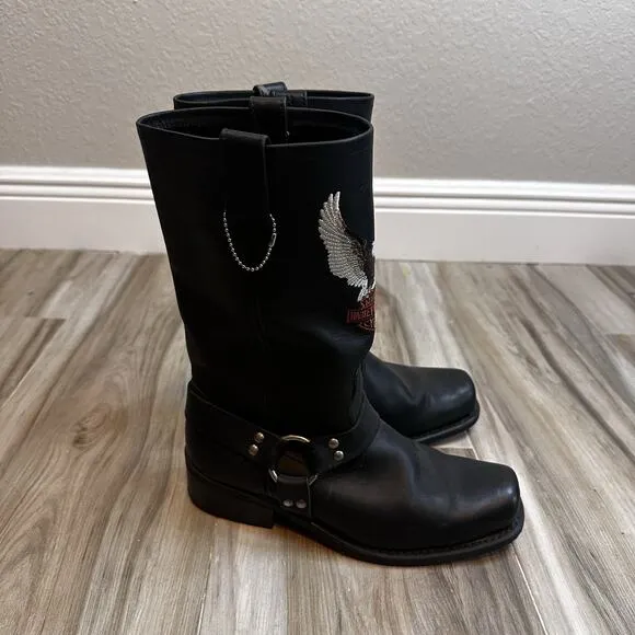 Harley Davidson Men’s boots 9.5 Black leather Harness Engineer Conductor Darren