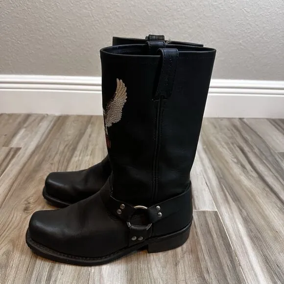 Harley Davidson Men’s boots 9.5 Black leather Harness Engineer Conductor Darren