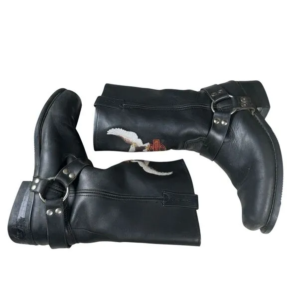 Harley Davidson Square Toe Eagle Riding Boots 91002‎ Men Size US 11 Motorcycle