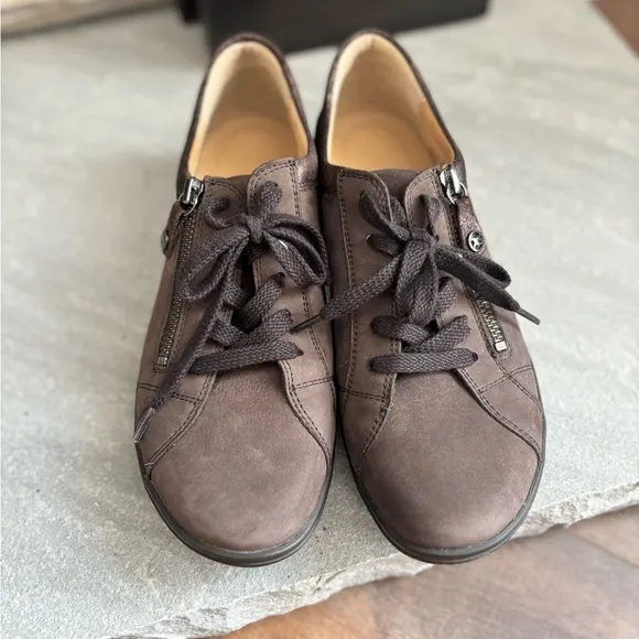 Hartjes Women's Size UK 5/US 7.5 XS Casual Side Zip Brown Nubuck Leather Shoes