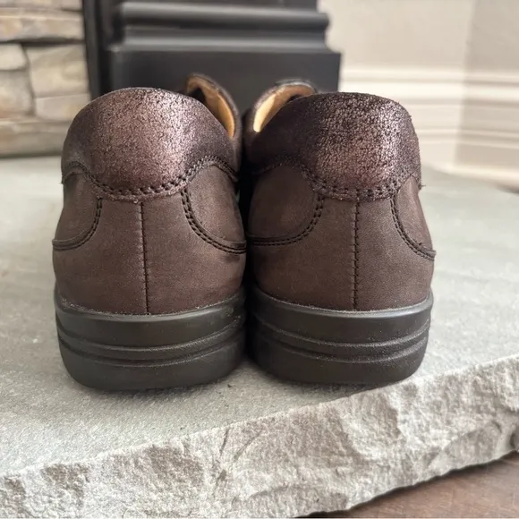 Hartjes Women's Size UK 5/US 7.5 XS Casual Side Zip Brown Nubuck Leather Shoes