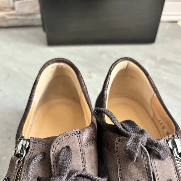 Hartjes Women's Size UK 5/US 7.5 XS Casual Side Zip Brown Nubuck Leather Shoes