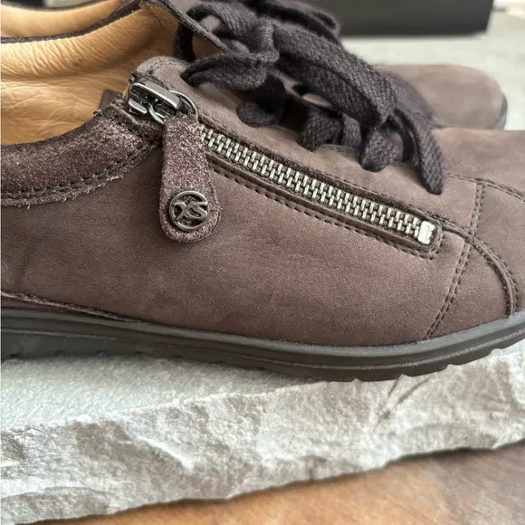 Hartjes Women's Size UK 5/US 7.5 XS Casual Side Zip Brown Nubuck Leather Shoes