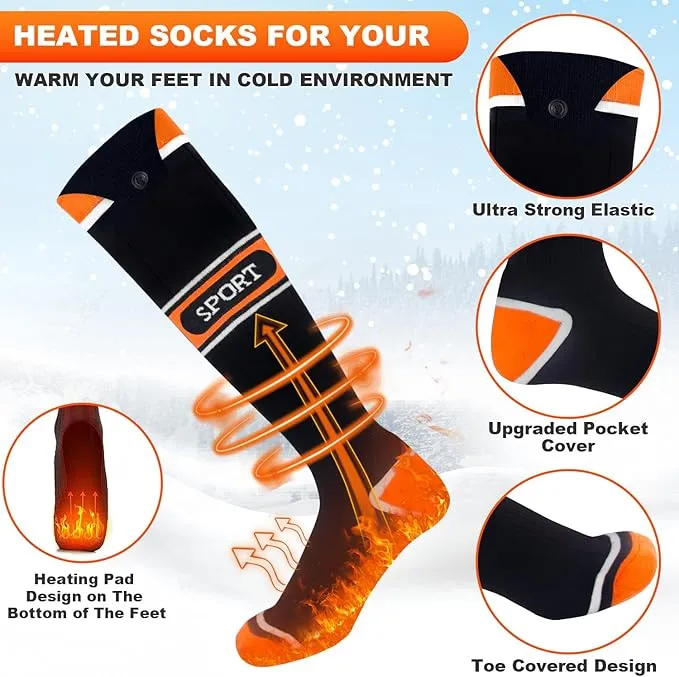 Heated Socks for Men Women,5000mAh Rechargeable Foot Warmer Electric Heating Socks with 3 Heating Settings & App Remote Control Thermal Electric Socks,Warm Socks for Hunting Skiing Camping Hiking