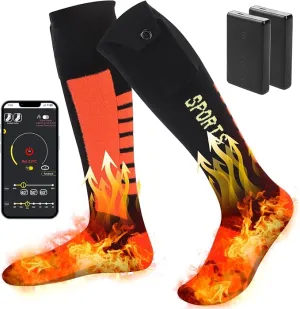 Heated Socks, Heated Socks for Men Women Rechargeable,5000 mAh Electric Heated Socks with APP Control,Heating Socks Washable Foot Warmer for Hiking Riding Camping Skiing Hunting Outdoor Activities