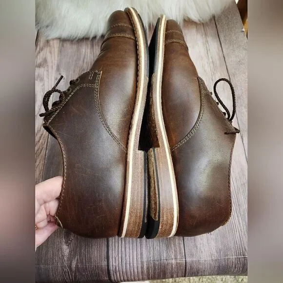 Helm Bradley cap toe teak leather lace-up Oxford shoes 8.5