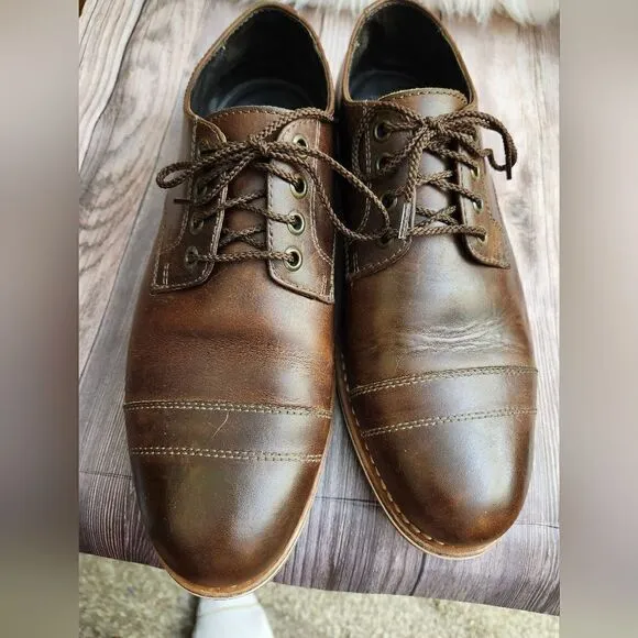 Helm Bradley cap toe teak leather lace-up Oxford shoes 8.5