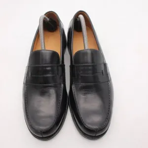 Heschung Hedera Men's Size UK 9.5 Split-Toe Penny Loafer Black Leather Shoes