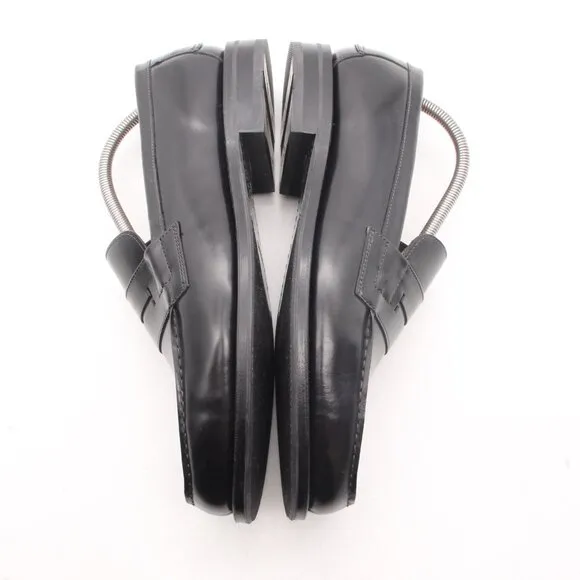 Heschung Hedera Men's Size UK 9.5 Split-Toe Penny Loafer Black Leather Shoes
