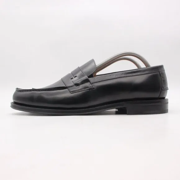 Heschung Hedera Men's Size UK 9.5 Split-Toe Penny Loafer Black Leather Shoes