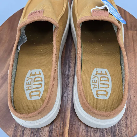 Hey Dude Austin Workwear Shoes Men's 12 Tan Stucco Slip On Platform Lift Mules