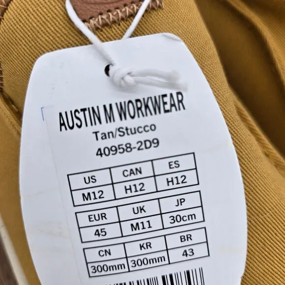 Hey Dude Austin Workwear Shoes Men's 12 Tan Stucco Slip On Platform Lift Mules