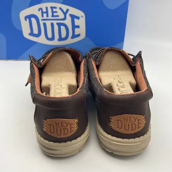 Hey Dude Mens Wally Plaid Slip On Shoes Color Brown Size M8 NIB