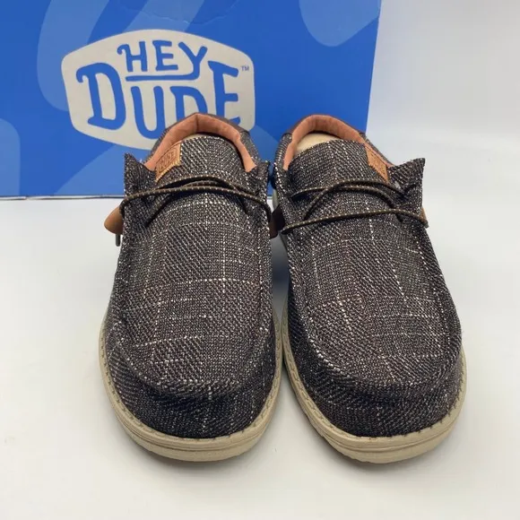 Hey Dude Mens Wally Plaid Slip On Shoes Color Brown Size M8 NIB