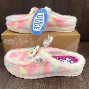HEY DUDE Wendy Slip Furby Rainbow Slip Casual Shoes US Women’s Size 9