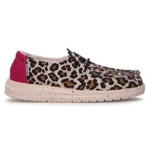 HeyDude Girl's Wendy Youth Cheetah Casual Shoes in Brown/Pink, Size K12​