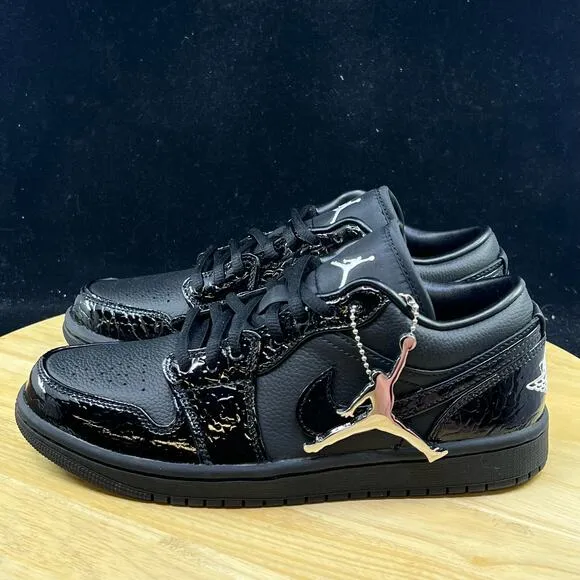 HJ7743-010 Nike WMNS Air Jordan 1 Low SE Black Croc (Women's) Size 7