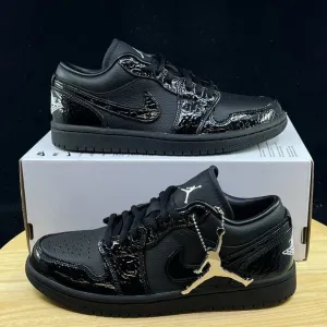HJ7743-010 Nike WMNS Air Jordan 1 Low SE Black Croc (Women's) Size 7