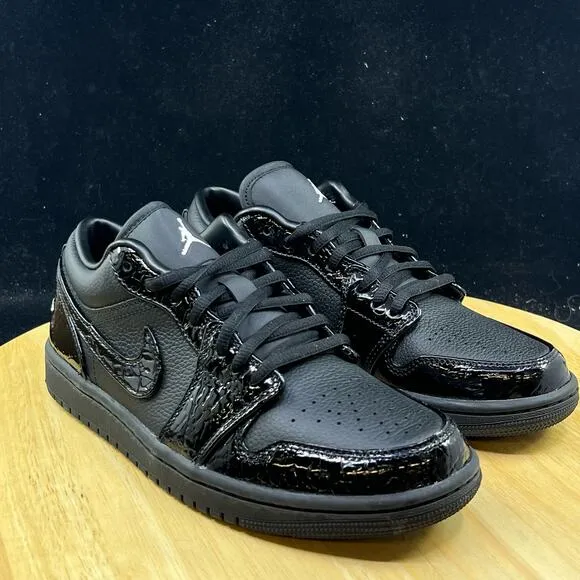 HJ7743-010 Nike WMNS Air Jordan 1 Low SE Black Croc (Women's) Size 7