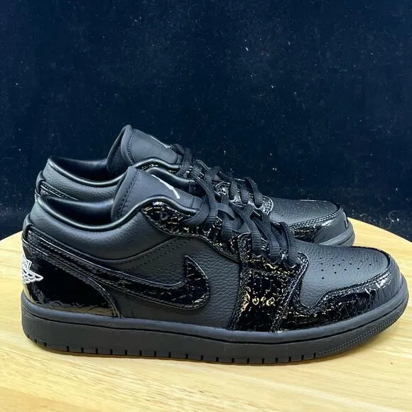 HJ7743-010 Nike WMNS Air Jordan 1 Low SE Black Croc (Women's) Size 7