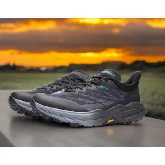 HOKA Black Speedgoat GTX GoreTex Hiking Trail Shoes Mens 11.5 New Fast Shipping