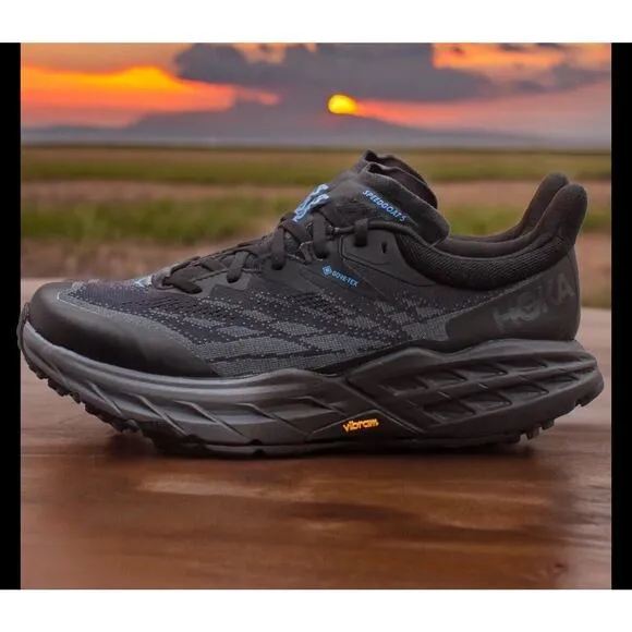 HOKA Black Speedgoat GTX GoreTex Hiking Trail Shoes Mens 11.5 New Fast Shipping