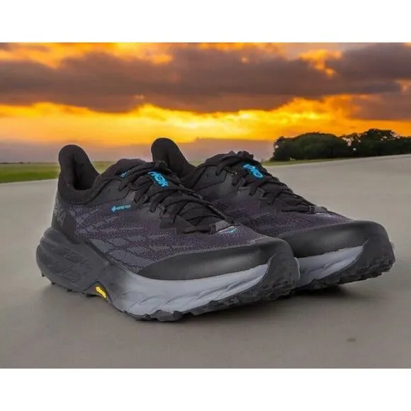 HOKA Black Speedgoat GTX GoreTex Hiking Trail Shoes Mens 11.5 New Fast Shipping