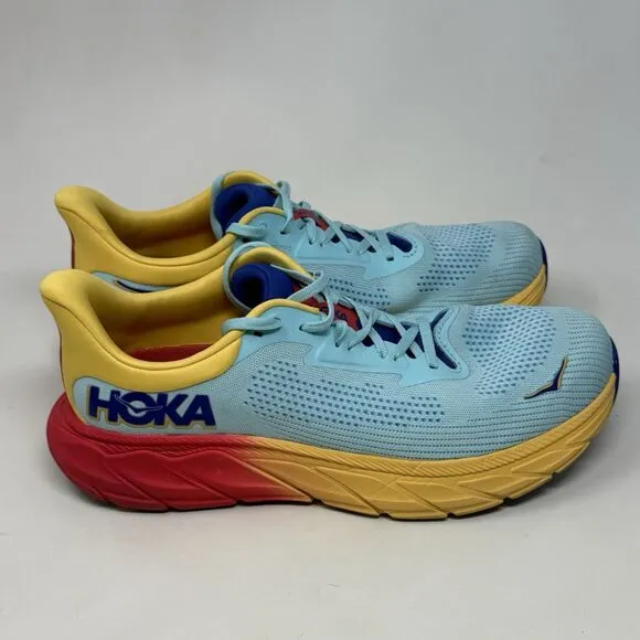 Hoka One One Arahi 7 Shoes Mens 10.5 2E Wide Blue Yellow Running Sneakers