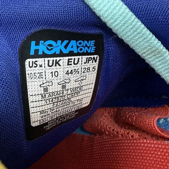 Hoka One One Arahi 7 Shoes Mens 10.5 2E Wide Blue Yellow Running Sneakers