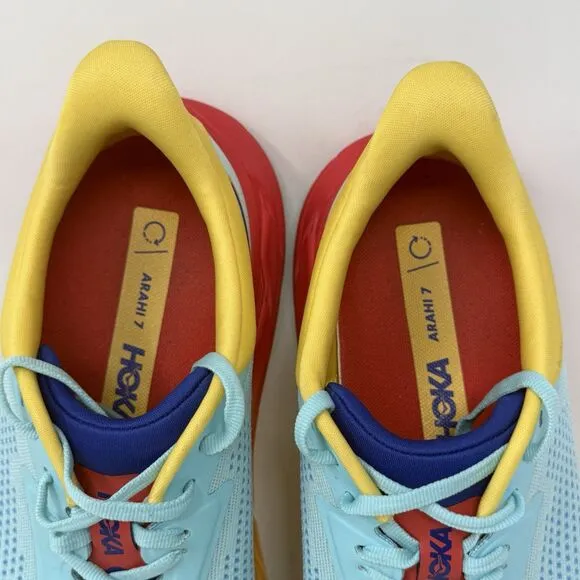 Hoka One One Arahi 7 Shoes Mens 10.5 2E Wide Blue Yellow Running Sneakers