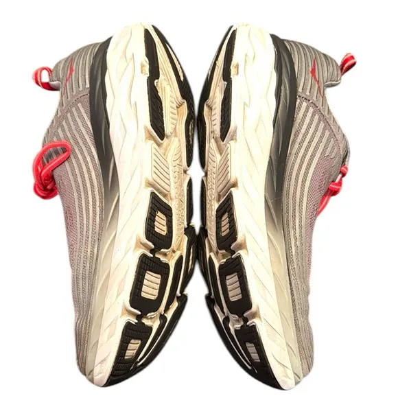 Hoka One One Bondi 6 Running Shoe Sneaker Size 9 Alloy Steel Gray &amp; Red 1019269